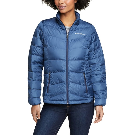 Eddie Bauer Womens Midweight Chevron Quilt Down Jacket (Blue,L)