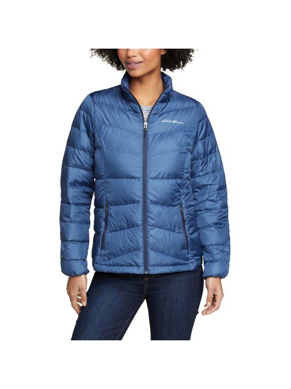 Womens Midweight Chevron Quilt Down Jacket (Blue,L)