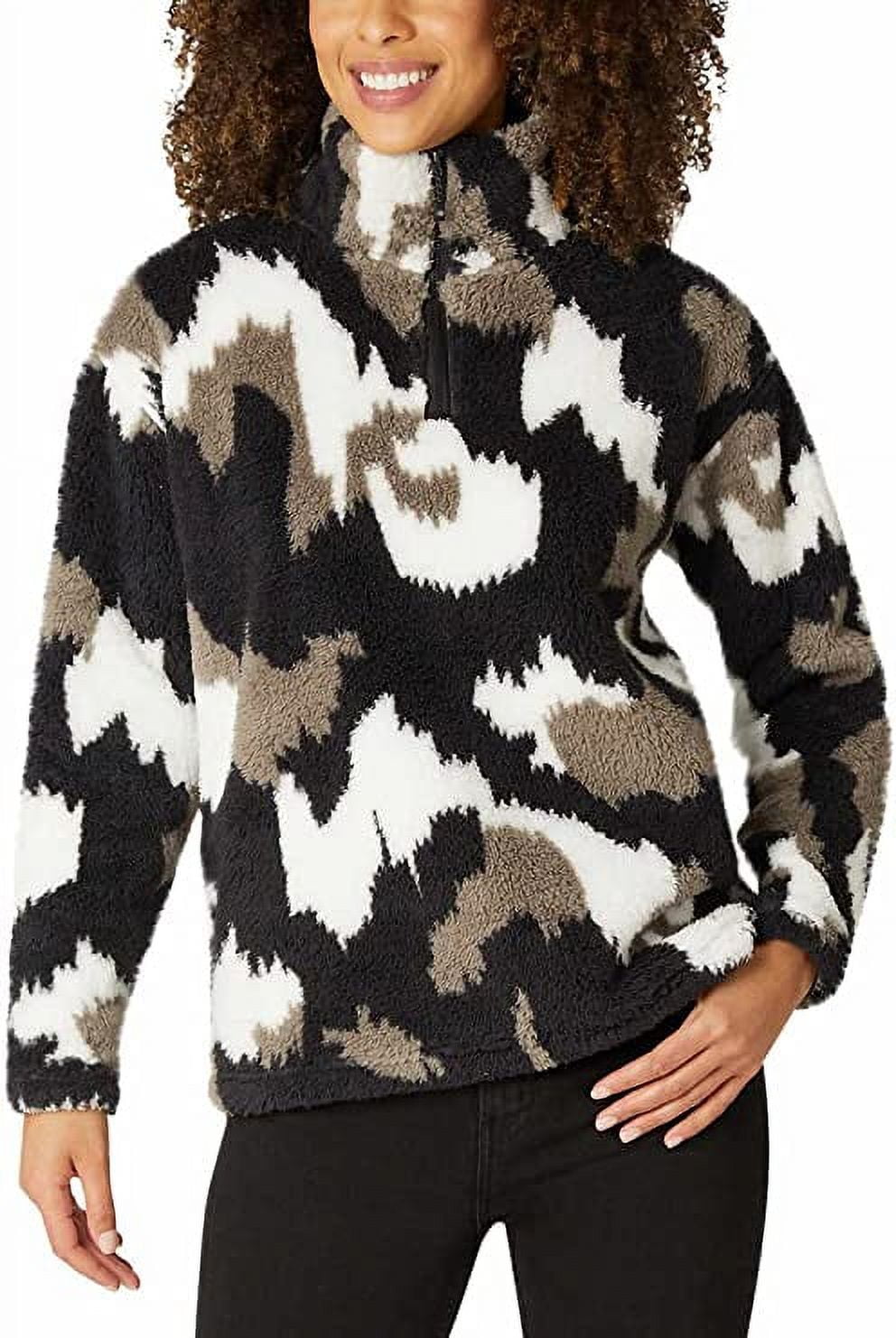Eddie Bauer Women's Fleece 1/4 Zip Long Sleeve Pullover Size: L, Color: Black Camo