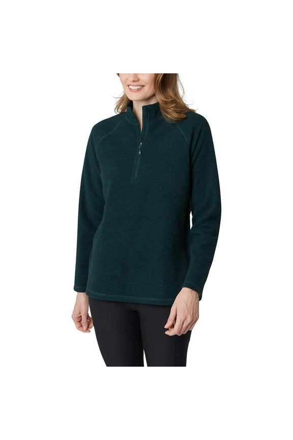 Womens Midweight Quarter Zip Fleece Pullover (Evergreen, XX-Large)
