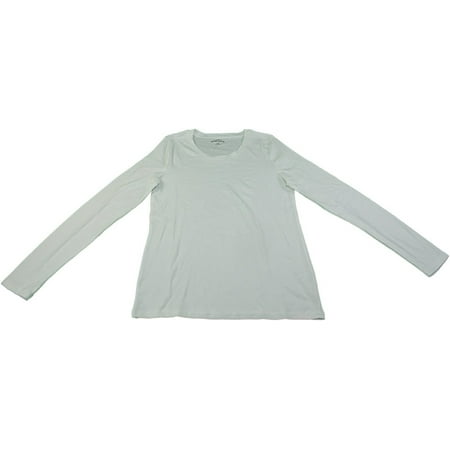 Eddie Bauer Womens Size X-Large Scoop Neck Long Sleeve T-Shirt, White