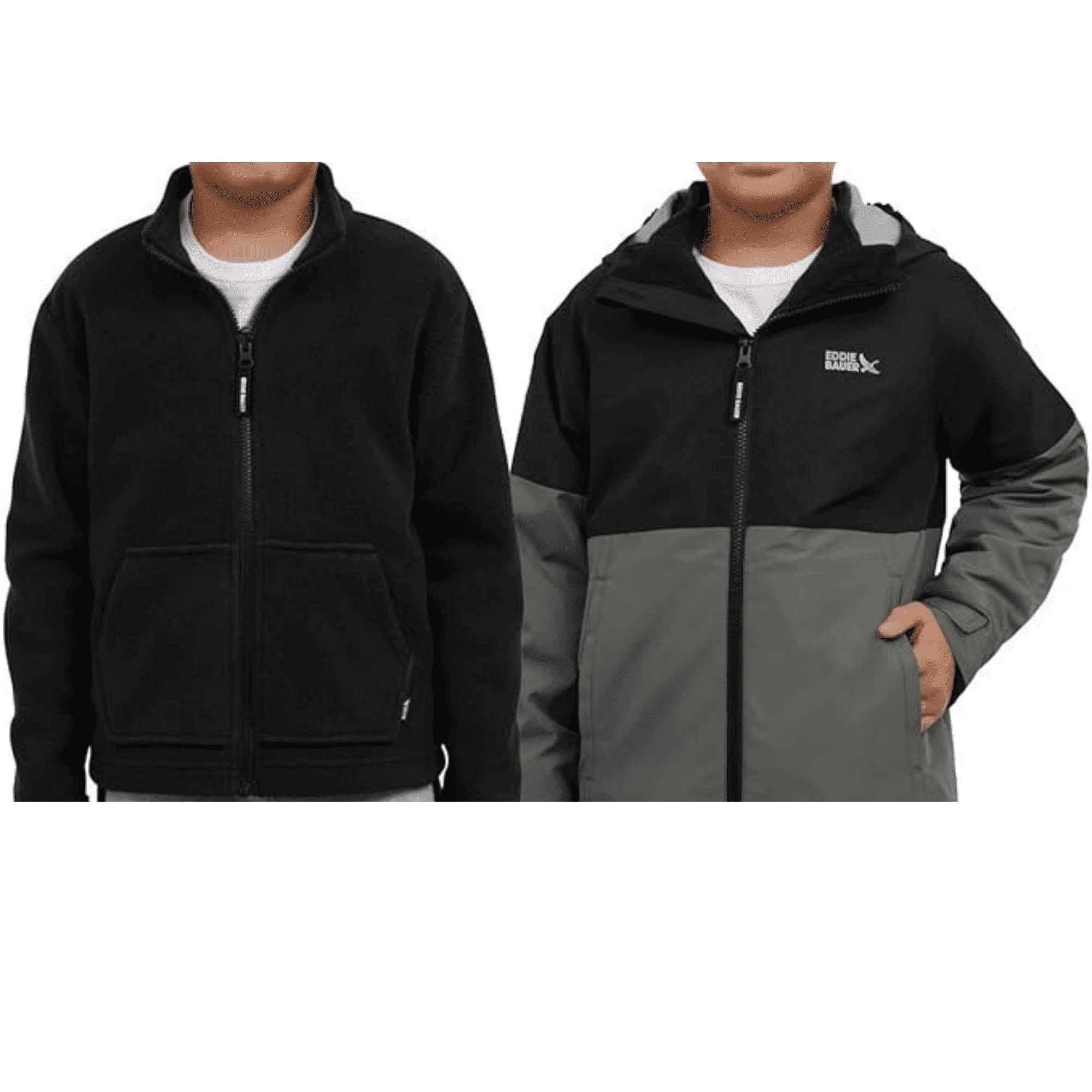 ジャケット・アウター 00s Eddie Bauer nylon hooded jacket BLK Eddie Bauer Youth 3-in-1 Water-Resistant Hooded Jacket with Fleece