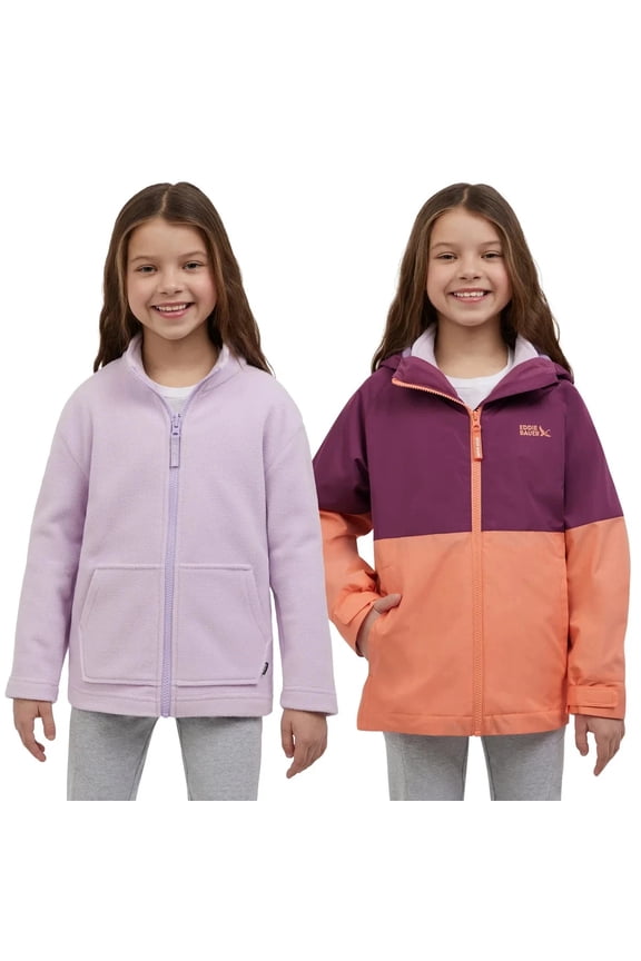 Youth Girls 3-in-1 Jacket, Waterproof Insulated Winter Coat, Purple, Medium 10/12
