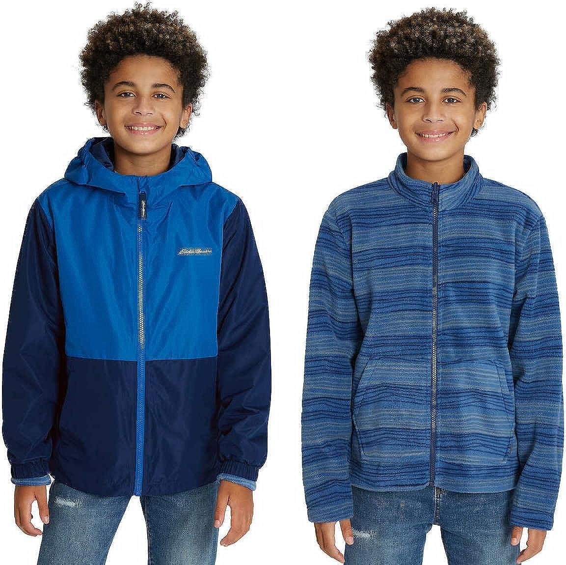 Eddie Bauer Boys Lone Peak 3 in 1 Jacket (Blue, Large 14/16) 並行輸入品 Kids Eddie Bauer Lone Peak 3-in-1 Insulated Windbreaker Jacket