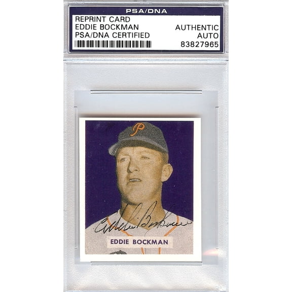 Eddie Bockman Autographed 1949 Bowman Reprint Card #195 Pittsburgh Pirates PSA/DNA #83827965