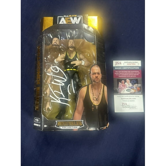 Eddie Kingston signature signature AEW Wrestling Action Figure JSA Certified