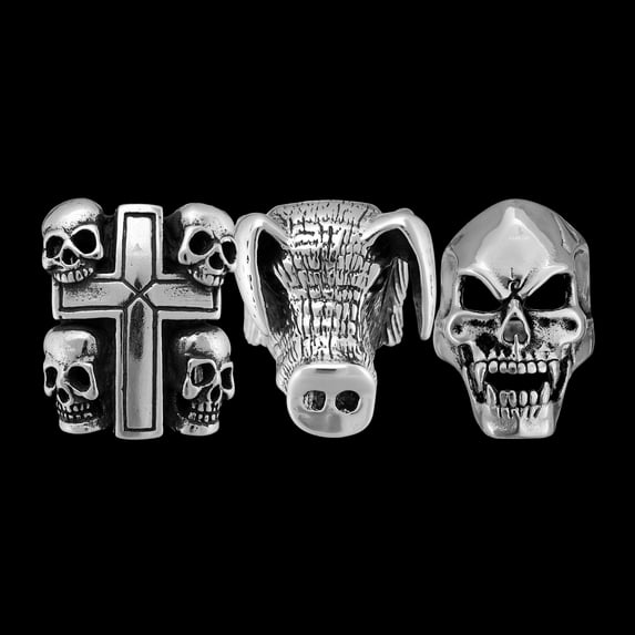 Eddie Munson Rings - Exact rings from the TV show Cross with Skulls Ring, 7.5