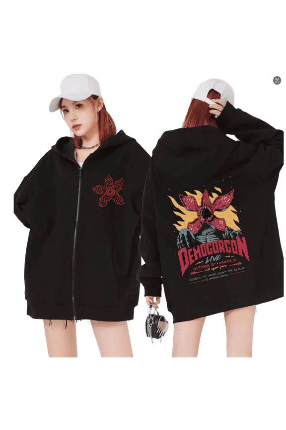 Eddie Munson The Demogorgon Zipper Hoodie  Drawstring Pocket Sweatshirt Men/women  Harajuku Streetwear