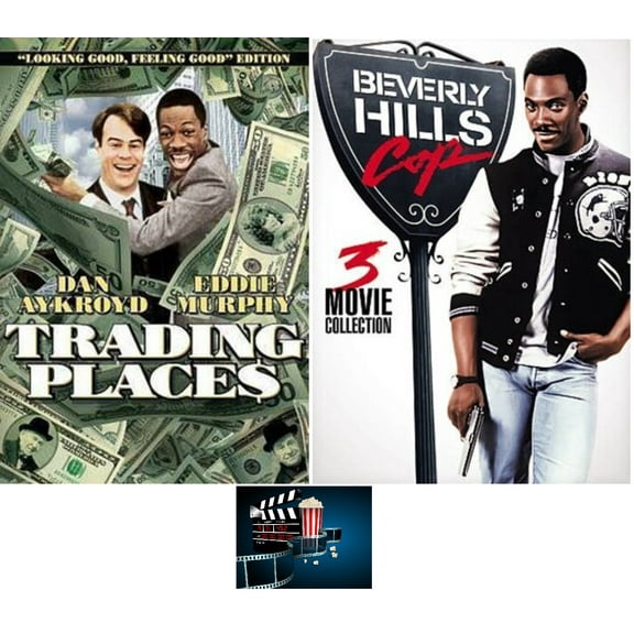 Eddie Murphy 4 DVD Movie Bundle Beverly Hills Cop Trilogy + Trading Places Includes Movie Take Art Card