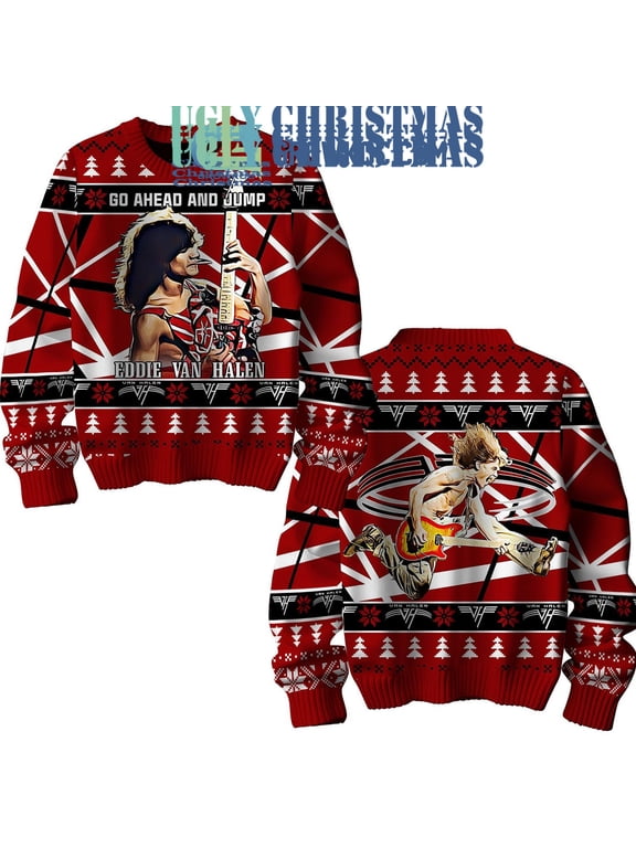 Eddie Van Halen Go Ahead And Jump Christmas Ugly Sweater