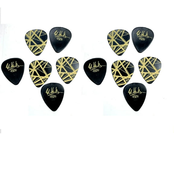 Eddie Van Halen Guitar Picks EVH Black Yellow Stripes Max Grip .60mm 12-Pack