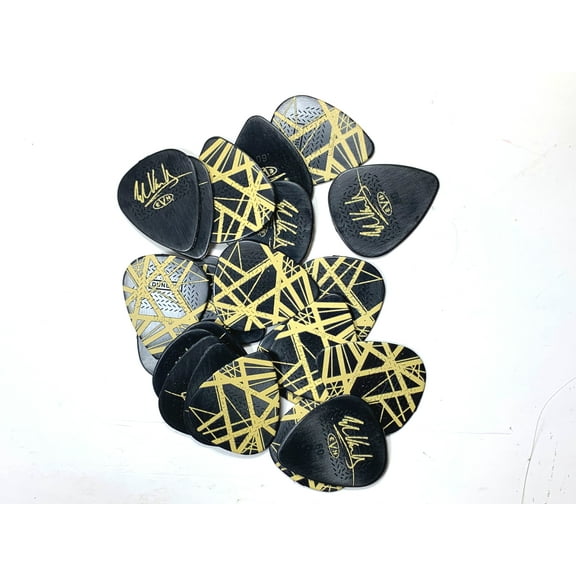 Eddie Van Halen Guitar Picks EVH Black Yellow Stripes Max Grip .60mm 24-Picks
