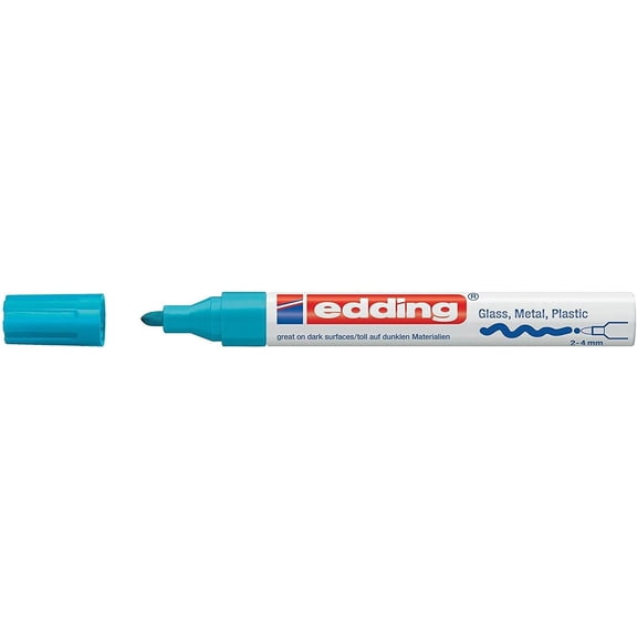 Edding 750 Gloss Paint Marker - Light Blue - 1 Paint Marker - Round Nib 2-4 mm - Paint Pen for Glass, Pebbles, Wood, Plastic, Paper - Waterproof, high Coverage