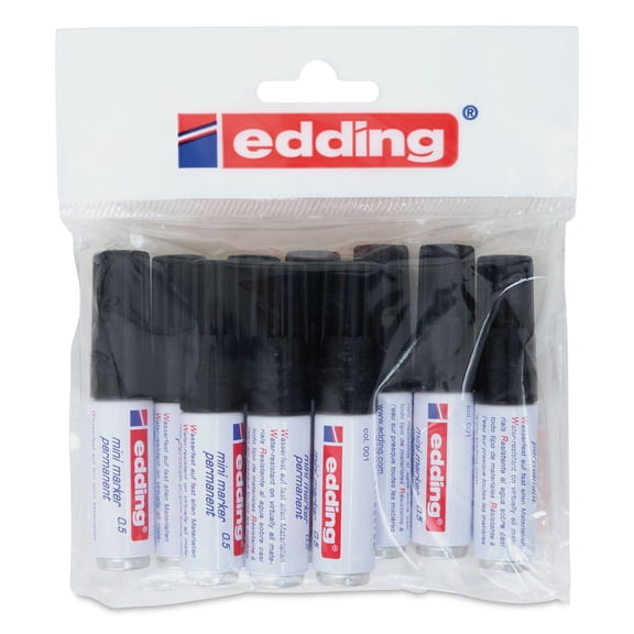 Edding Mini Permanent Markers - Set of 10, Black, Bullet Nib