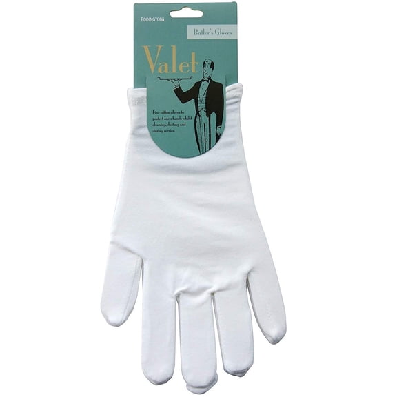Eddingtons Waiter's Butler Gloves, Cotton, Fits Most Sizes, White