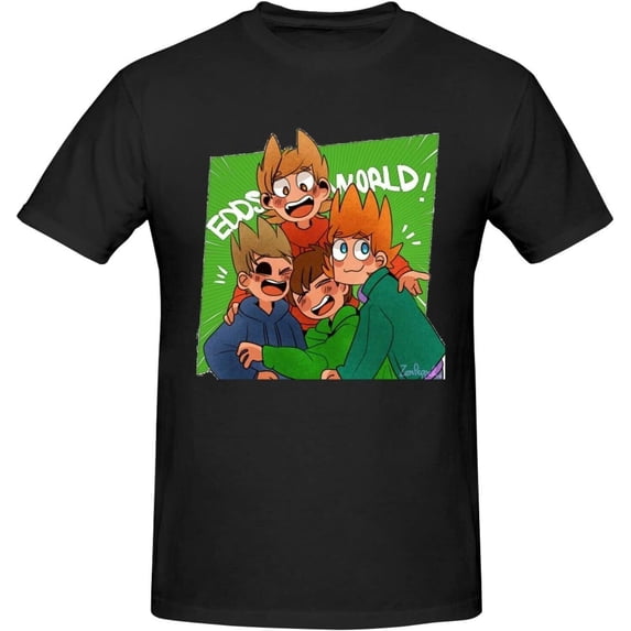 EddsWorld Shirt Anime Short Sleeve T Shirts for Men Classic Crew Neck Black