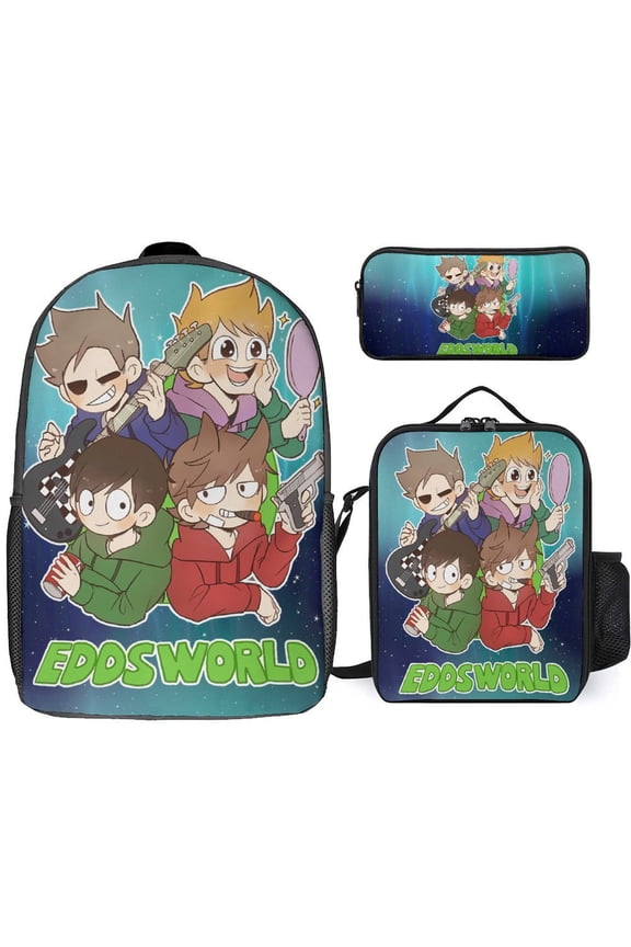Eddsworld 3 Piece Backpack Set with Lunch Bag Pencil Case , High Capacity Bookbag with Lunch Box Pen Box Workplace Travel