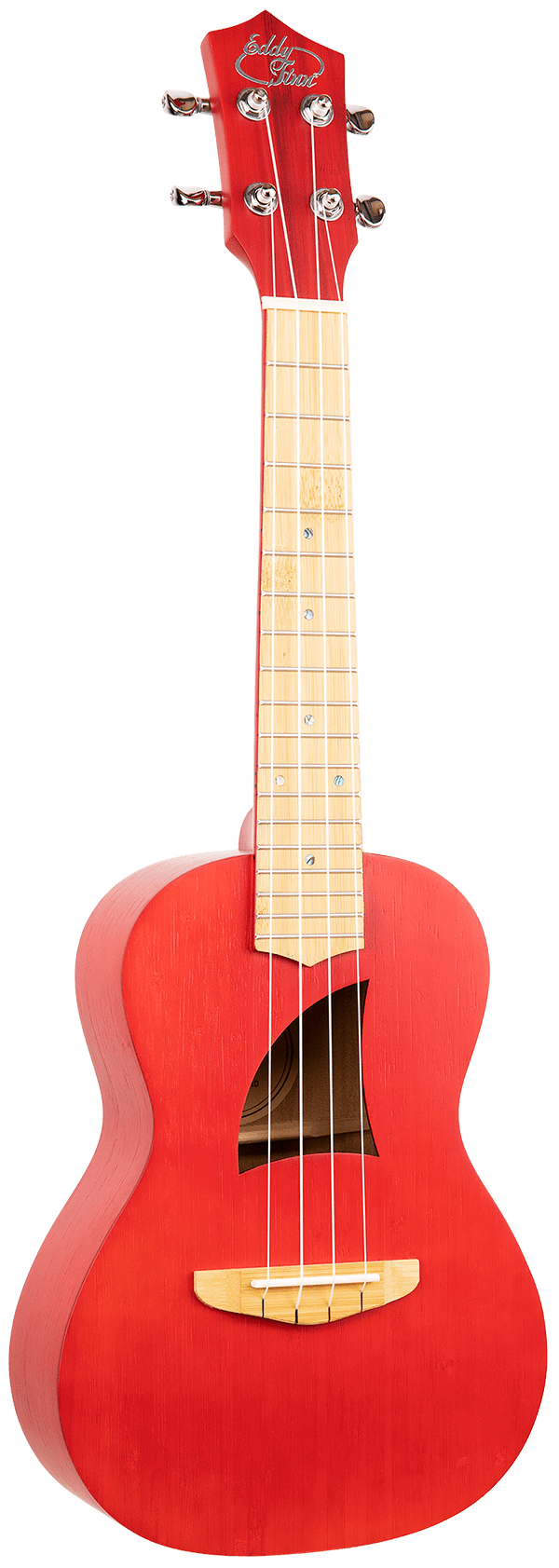 Eddy Finn Bamboo Beach Ukulele with Gig Bag, Transparent Red Bamboo