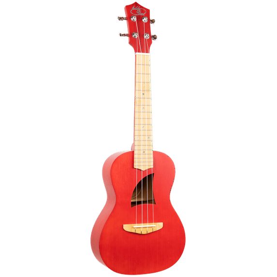 Eddy Finn Bamboo Beach Ukulele with Gig Bag, Transparent Red Bamboo