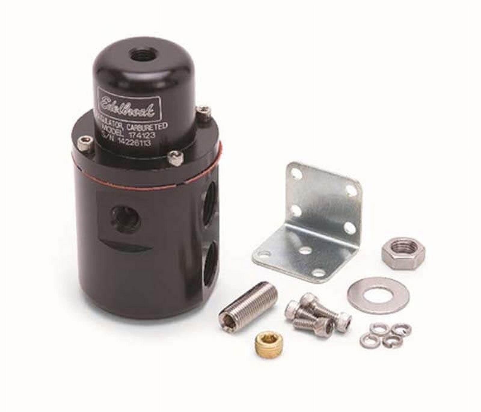 Edelbrock 174123 Carbureted Adjustable Non Bypass Fuel Pressure Regulator (160 GPH) in Black