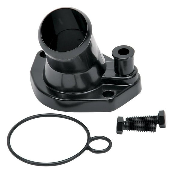 Edelbrock 48143 15 Degree Aluminum O-ring Water Neck Black Fits select: 1975-2019 FORD F150, 1966-2019 FORD F250