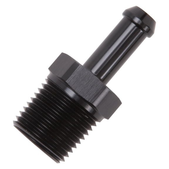 Edelbrock 8185 Heater Hose Fitting; Straight; 1/2 in. NPT and 3/8 in. Barb; Black;
