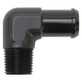 thumbnail image 1 of Edelbrock Hose End Automotive Parts, 90-Deg, 1/2In NPT to 3/4In Barb, Black Anodized, 10 lbs, 1 of 3