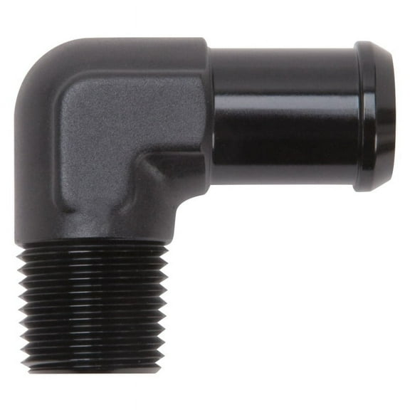Edelbrock Hose End Automotive Parts, 90-Deg, 1/2In NPT to 3/4In Barb, Black Anodized, 10 lbs