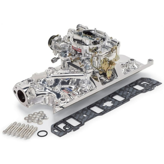 Edelbrock Manifold And Carb Kit Performer Small Block Ford 289-302 Endurashine Finish Fits select: 1975-1995 FORD F150, 1966-1973 FORD MUSTANG