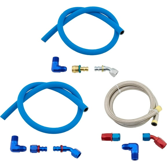 Edelbrock Mechanical Fuel Pump Line Kit-Alum Fittings/Stainless Hose
