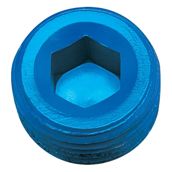 Edelbrock / Russell 662070 Blue Anodized Allen Socket Pipe Plug Adapter Fitting