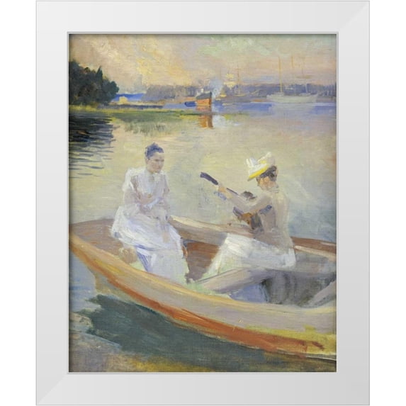 Edelfelt, Albert 15x18 White Modern Wood Framed Museum Art Print Titled - Summer Evening, Borga Harbour