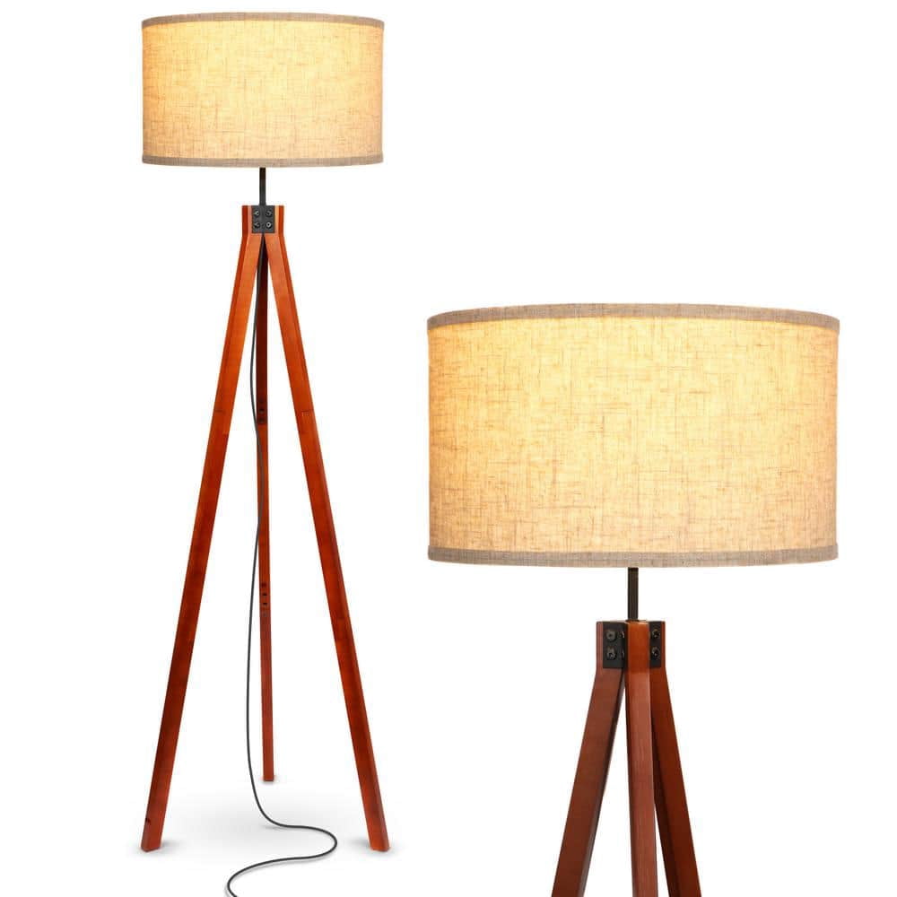 Eden 58 in. Havana Brown Traditional 1-Light 3-Way Dimming LED Tripod ...