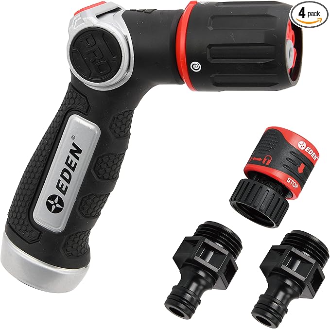 Eden 94814 Ugello Pro Metal A 6 Gettoni Con Controllo A Pollice – Kit Starter Con Attacco Rapido, Irrigatore Ad Alta Pressione Per Tubo
