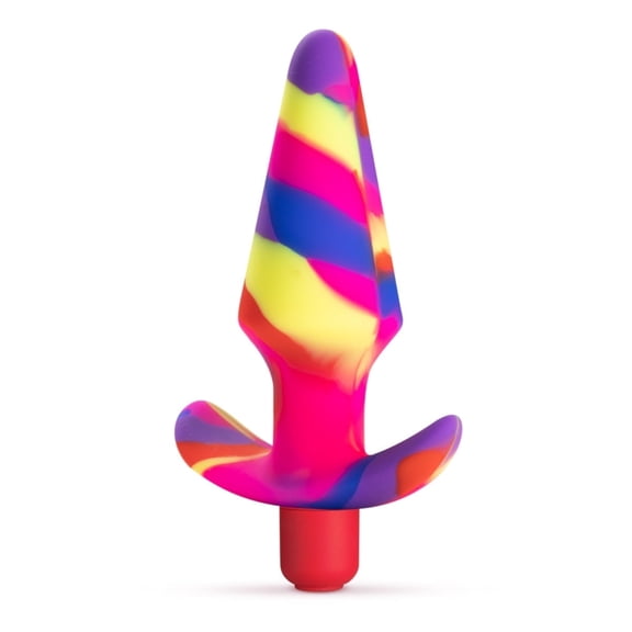 Eden Vibrating Silicone Plug with 10 Modes and Stayput Design, Waterproof, Battery Operated, 5 Inch, Multi-Colored