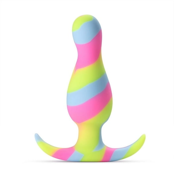 Eden Silicone Anal Plug with Dual Pleasure Curves and Anchor Base, Multicolor