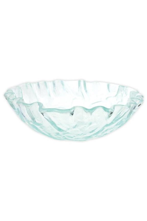 EB_GS11 Bathroom Clear Freeform Wave Tempered Glass Vessel Sink