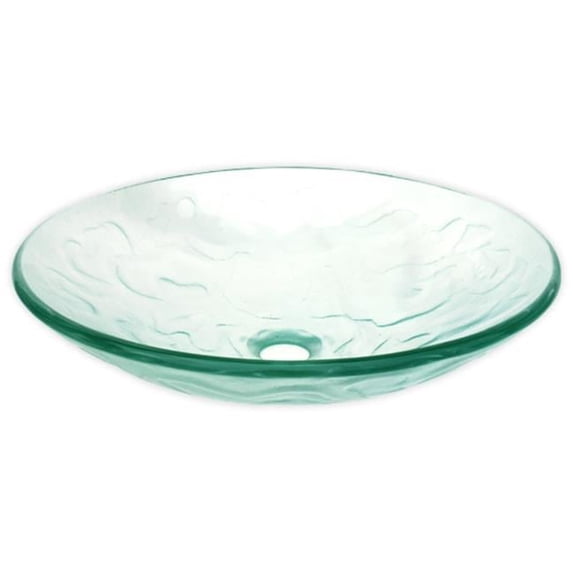 Eden Bath EB_GS12 Bathroom Clear Embossed Waves Tempered Glass Vessel Sink