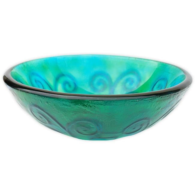 Eden Bath EB-GS16 Green & Blue Swirls Glass Vessel Sink