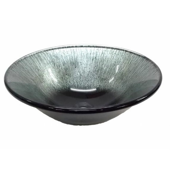 Eden Bath EB-GS36 Silver Streams Black Glass Vessel Sink