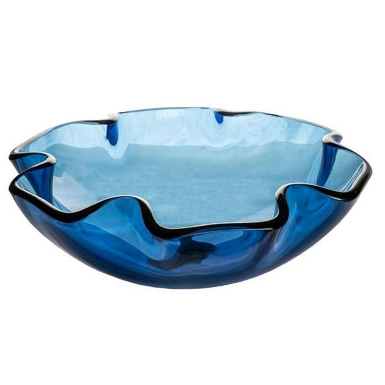 Eden Blue Wave Rim Tempered Glass Vessel Sink