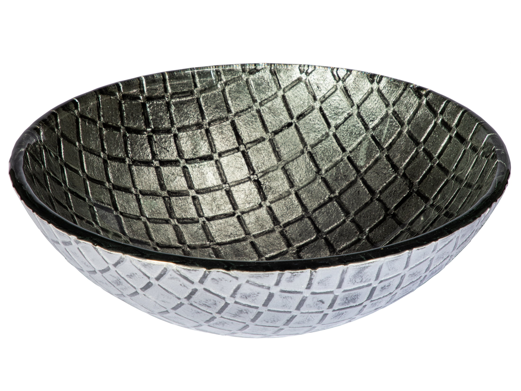 16.5" Silver and Black Textured Glass Vessel Sink