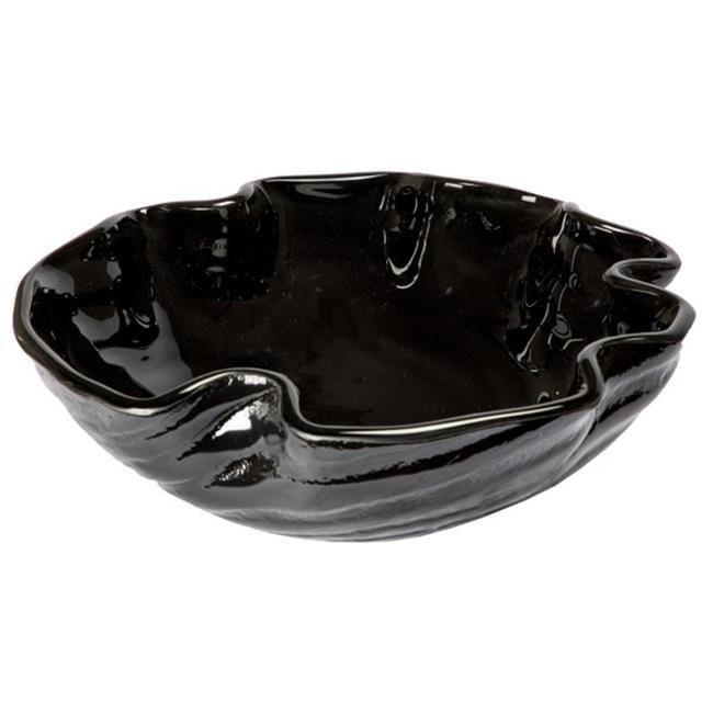 Midnight Wave 16.25'' Black Tempered Glass Vessel Sink