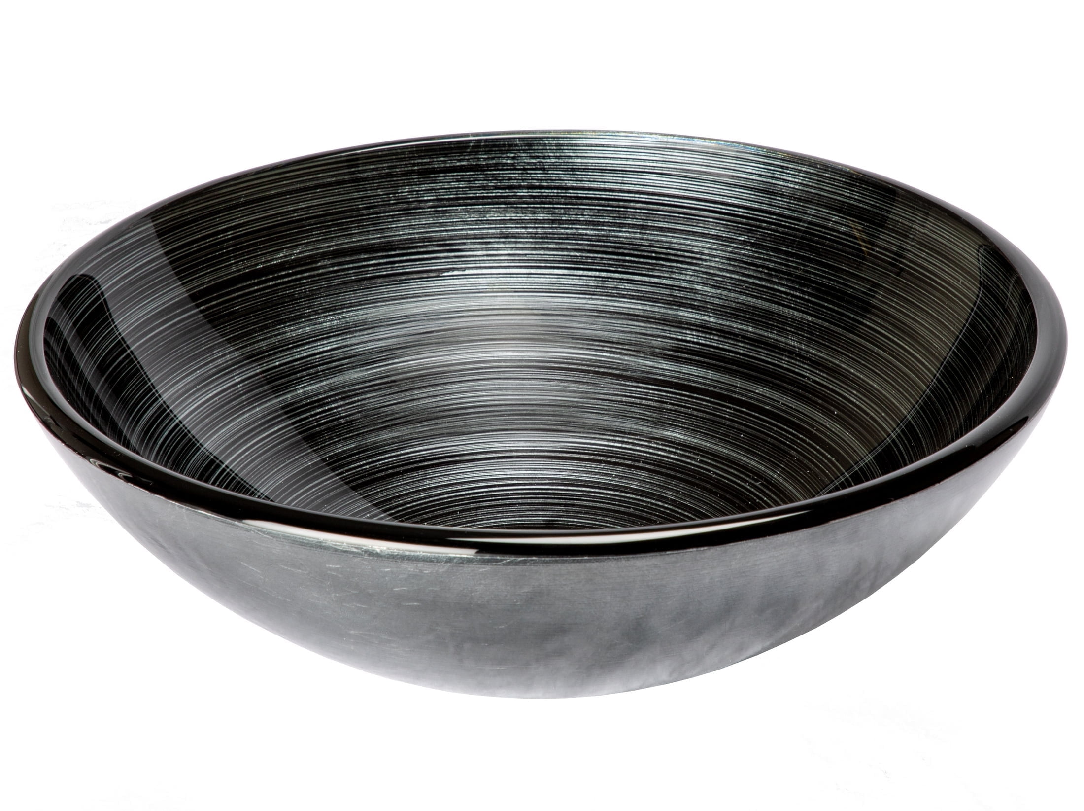 16.38'' Silver and Black Glass Vessel Sink