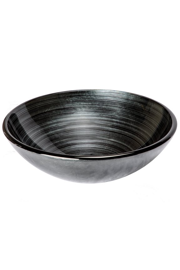 EB-GS71 5.625 in. Rings Glass Vessel Sink, Silver & Black