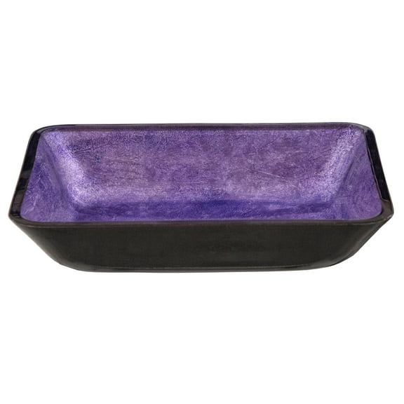 Eden Bath EB_GS81 Rectangular Purple Foil Glass Vessel Sink with Black Exterior