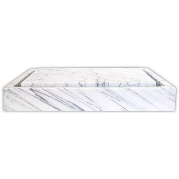 Eden Bath EB-S006CW-P Rectangular Infinity Pool Sink- White Carrara Marble