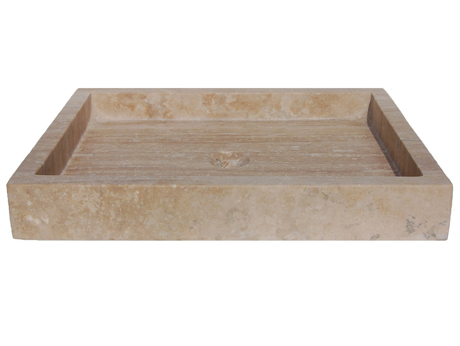 Honed Beige Travertine Rectangular Above Mount Vessel Sink