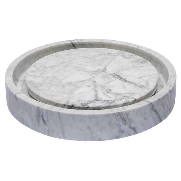 Eden Bath EB-S042CW-P 18 x 3 in. Round Infinity Pool Sink - Carrara Marble
