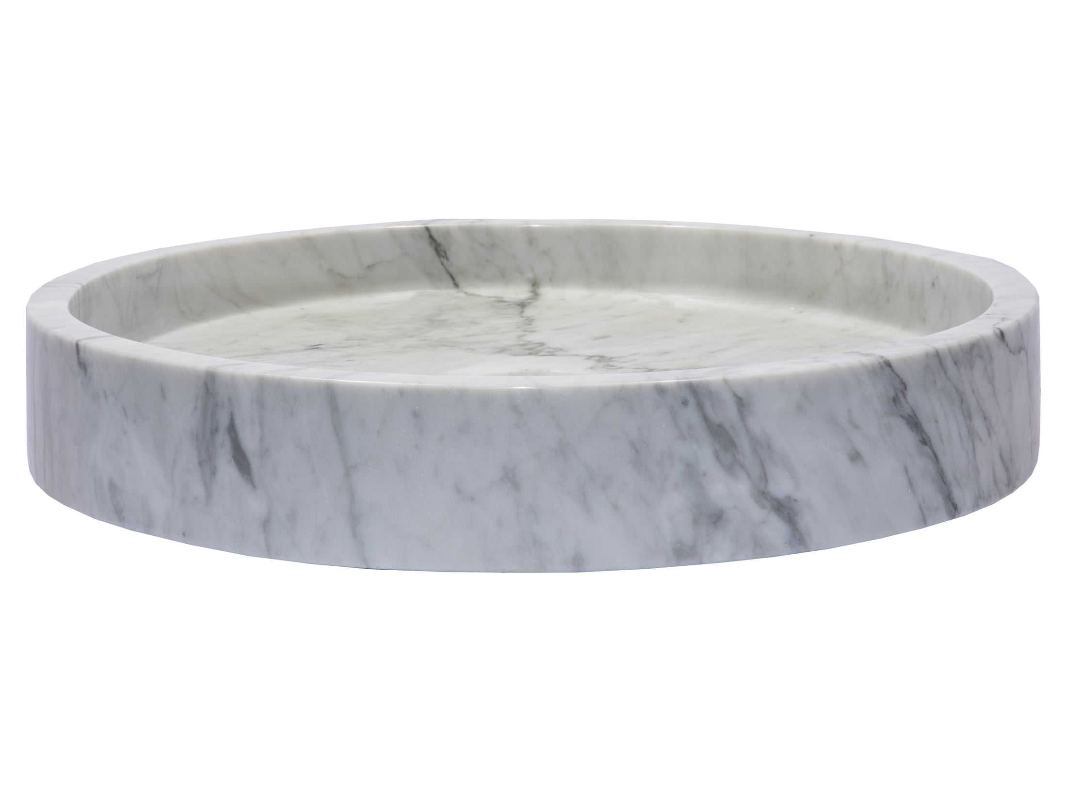 Eden Bath EB-S045CW-P 18 x 3 in. Low Round Vessel Sink - White Carrara Marble